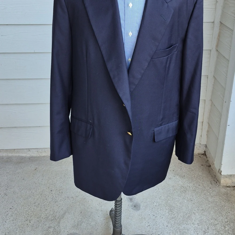 TOM JAMES Executive Collection Dark Navy Solid Bespoke Sz 50 L Mens Sport Coat - Picture 9 of 11